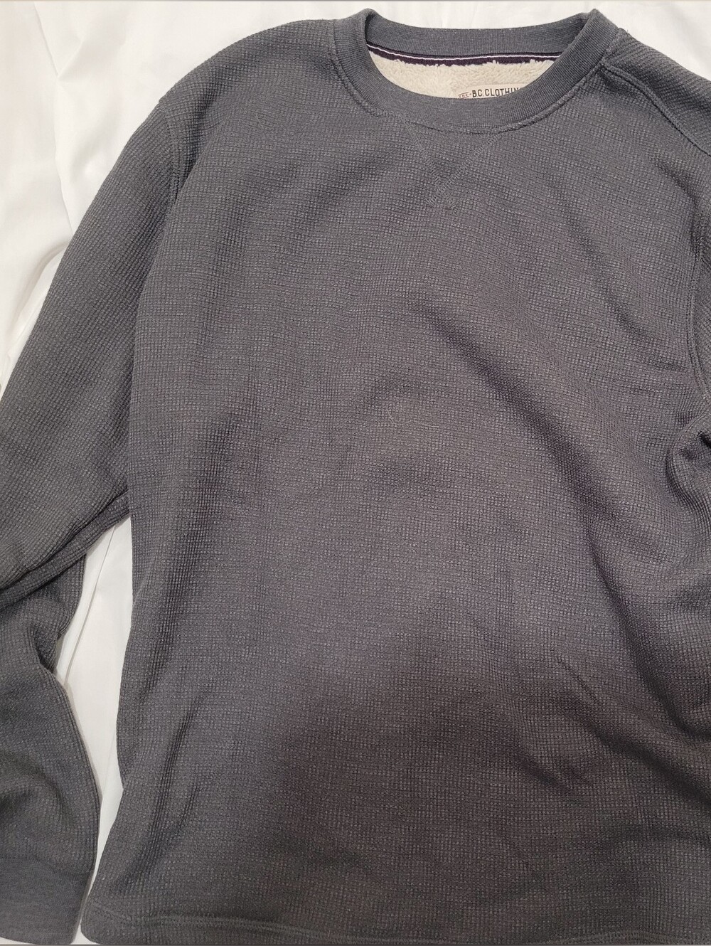 Men's Crewneck Waffle Knit Sweater in Charcoal